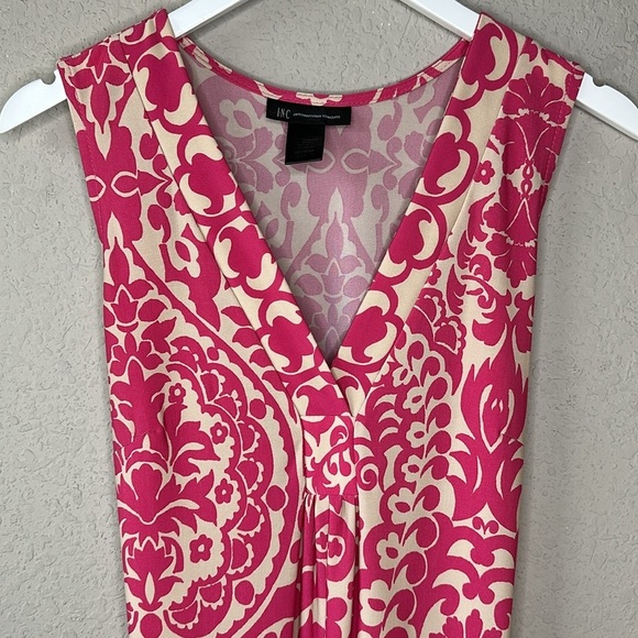 INC International Concepts Pink and Tan Floral Pint Sleeveless Mini Dress Size M - Picture 2 of 10
